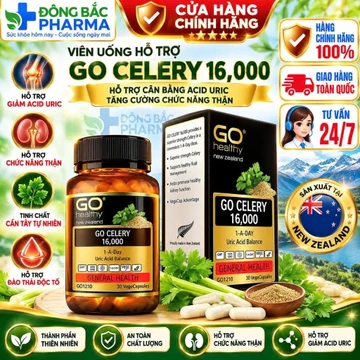 (Nhập khẩu New Zealand đủ tem phụ Go Healthy) - Go Cellery hỗ trợ giảm uric acid và giảm triệu chứng gút 30 viên