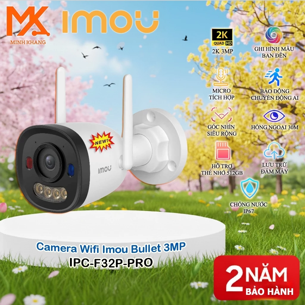 [IMOU CHÍNH HÃNG] Camera WiFi Ngoài Trời IMOU IPC-F32P / IPC-F52P – Bullet Camera 3MP / 5MP, H.265, WiFi 6, Hồng Ngoại