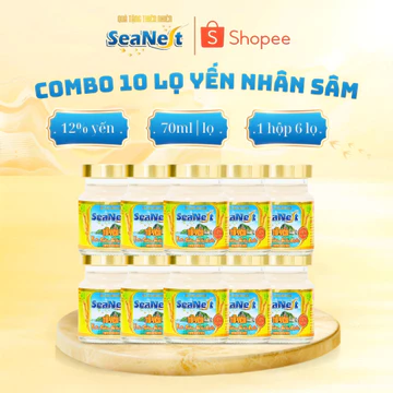Combo 10 Lọ Nước Yến Sào Khánh Hòa Nutrition Nguyên Chất 12% Tổ Yến Chưng Nhân Sâm Hàn Quốc 70ml Cao Cấp