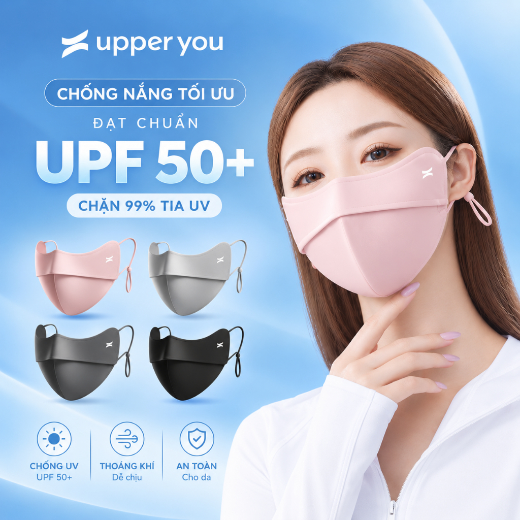 [COMBO 3] Khẩu Trang Chống Nắng PRO UPF50+ Chống UV UPPER YOU Chất Lụa Băng Mịn Mát Thoáng Khí - FM03