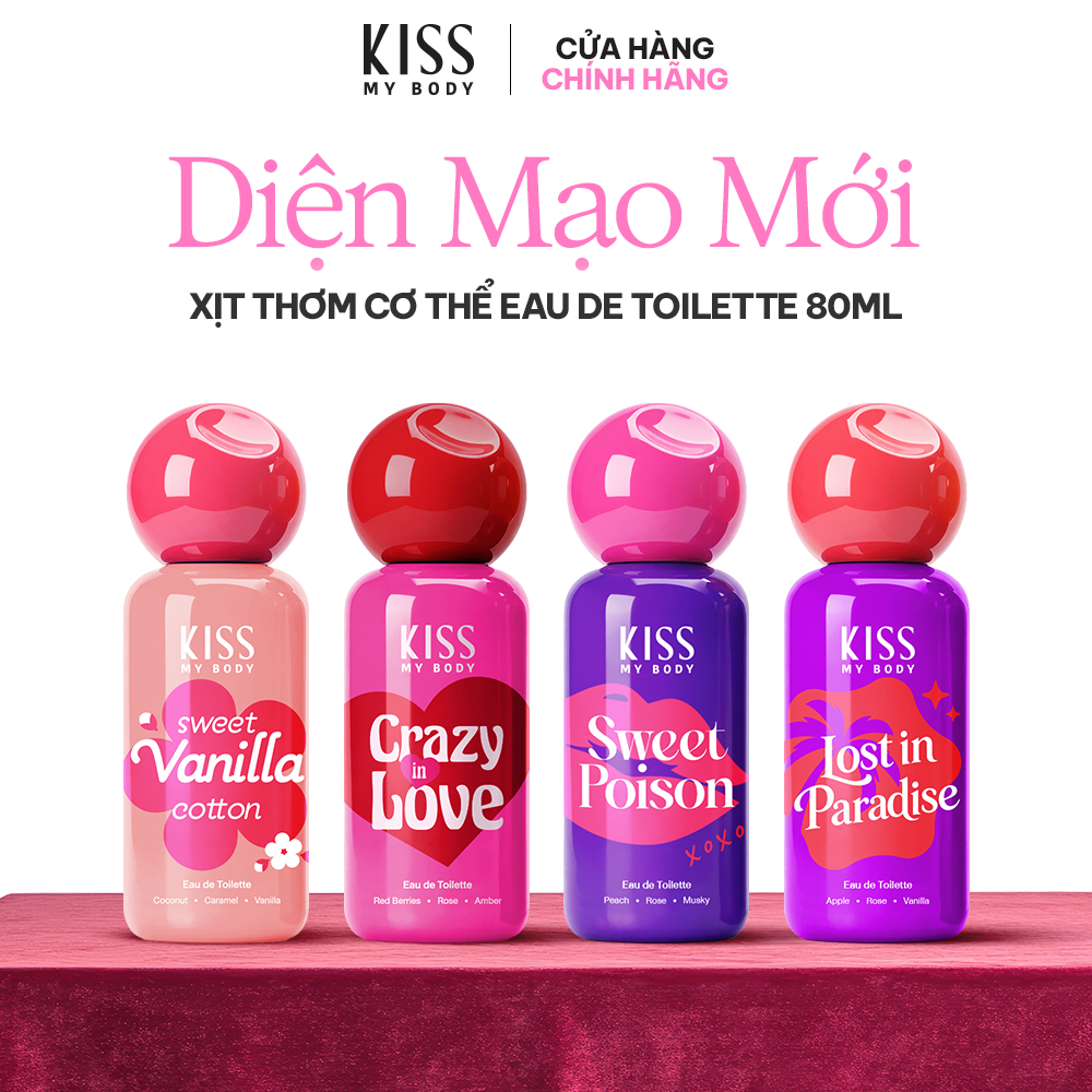 Xịt Thơm Toàn Thân Body Mist Kiss My Body Lưu Hương Lâu, Hương Nước Hoa Ngọt Nhẹ 88ml/ 80ml