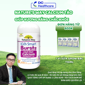Nature's Way Kids Smart CANXI TẢO NỘI ĐỊA ÚC CHO BÉ - Bổ Sung Canxi, Magie, K2, Bé Khỏe
