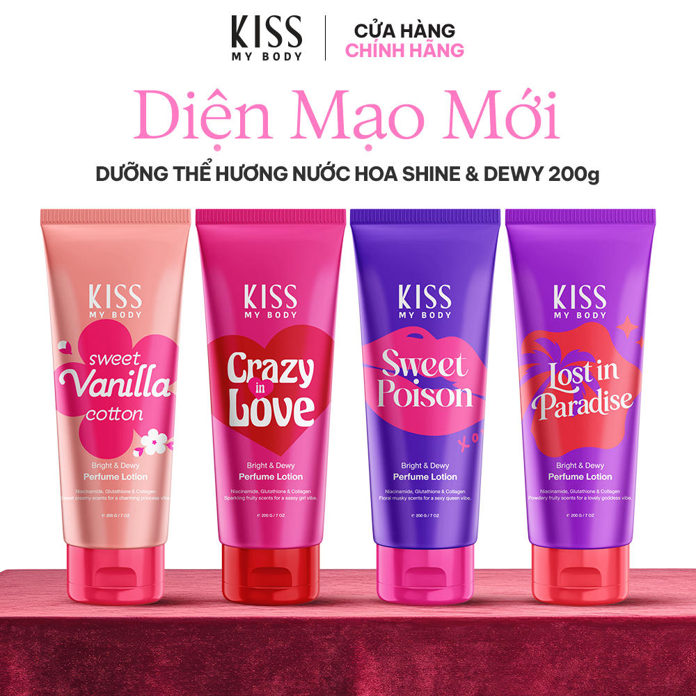 Sữa Dưỡng Thể Kiss My Body Bright & Dewy Hỗ Trợ Sáng Da Hương Nước Hoa 226g/ 200g