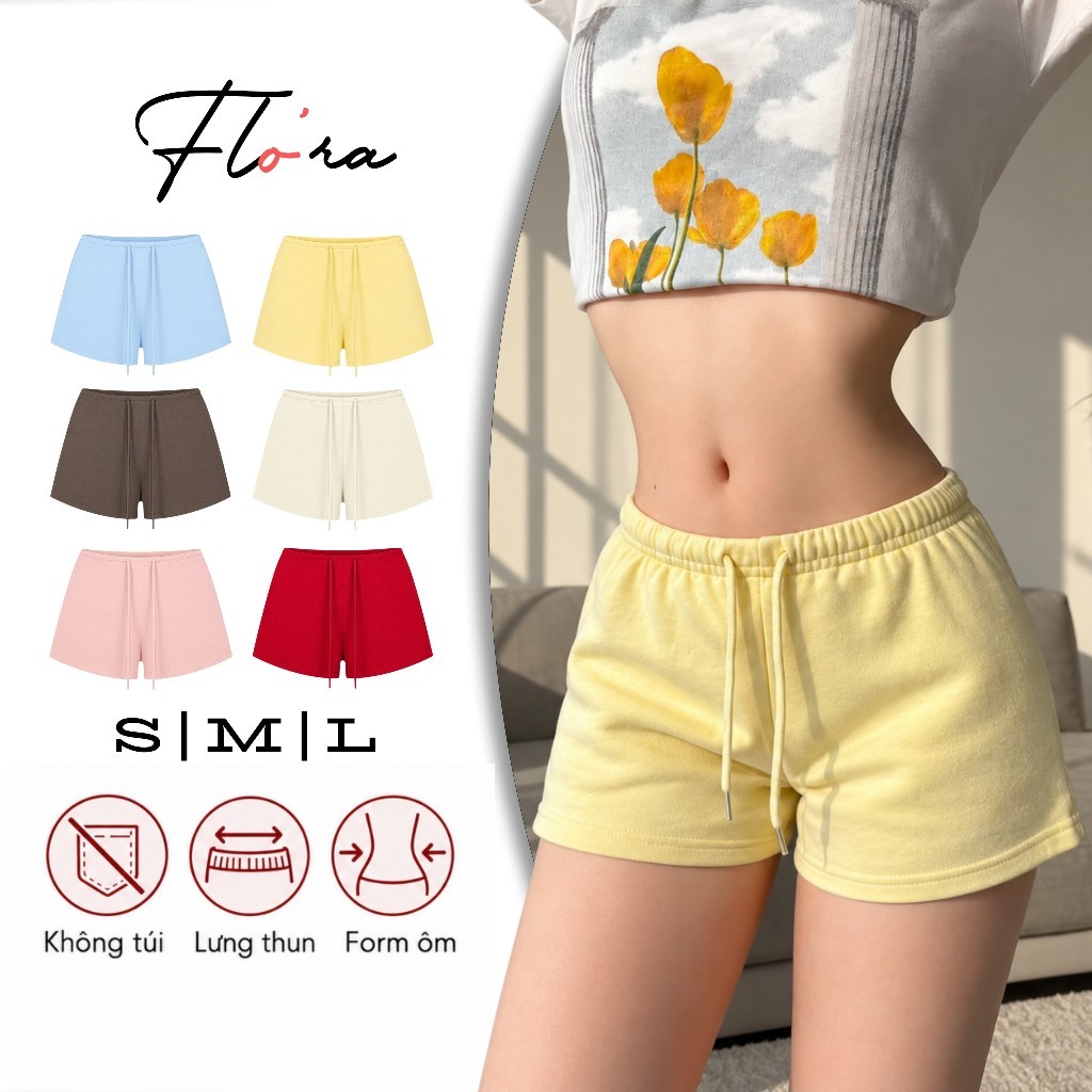 [MỞ BÁN] Quần Short Cạp Nhỏ Lưng Thun Chất Nỉ Chân Cua QU07, Quần Đùi Nữ Form Ôm Không Túi Flo'ra