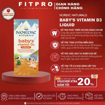 Nordic Naturals Babys Vitamin D3 Liquid, Bổ Sung Vitamin D3 Phát Triển Xương, Răng Cho Bé 0-12 Tháng