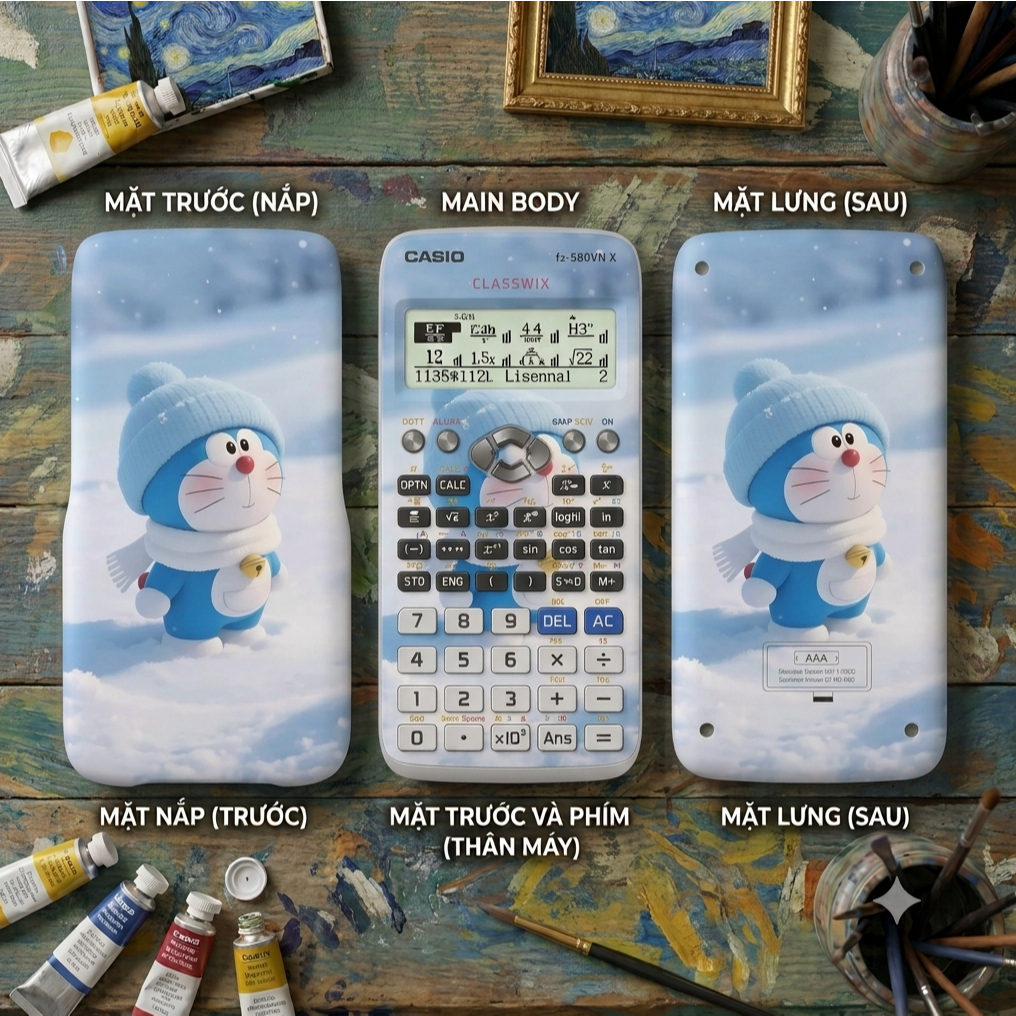 Skin in hình Doraemon cho máy Casio FX 580 880 570 ,... ( đã cắt sẵn ...