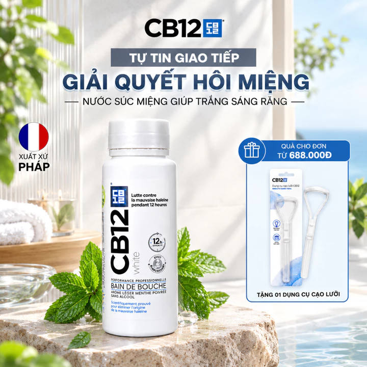 TH-Nước Súc Miệng Kiểm Soát Hơi Thở 12H CB12 Mint Hương Bạc Hà 250ml - Khử Hôi Miệng Tận Gốc- Không Cồn, Dịu Nhẹ