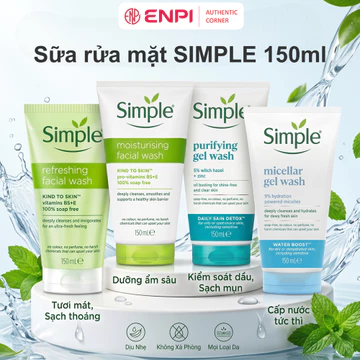 Sữa rửa mặt Simple Facial Wash 150ml | Dịu Nhẹ, Kiềm Dầu, Cấp Ẩm ENPI Chính hãng
