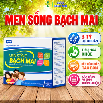 Men sống Bạch mai Men vi sinh cho bé Tiêu chảy Táo bón Rối loạn tiêu hóa cho trẻ 3 chủng lợi khuẩn