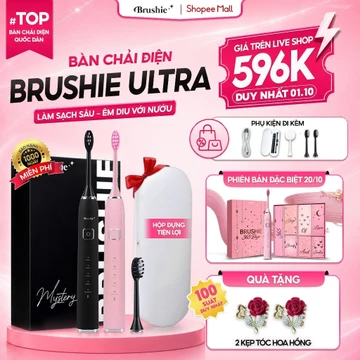 [GIÁ 540K LIVE SHOP] Bàn Chải Điện Brushie Ultra One Lông Mềm Mại, Tích Hợp Máy Rửa Mặt, Set Quà Tặng Cho Nữ 20/10, LIS