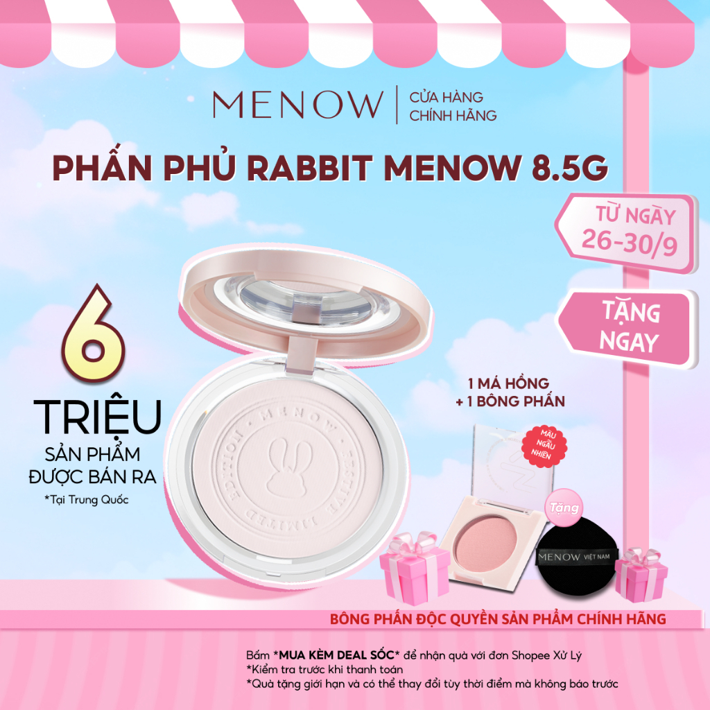Phấn phủ nén làm đều màu da MENOW Rabbit Compact Powder 8.5gr