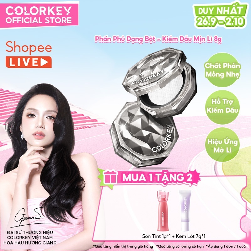 Phấn Phủ Bột Colorkey Kiềm Dầu 8g - Không Bị Flashback, Hạt Phấn Siêu Mịn, Mờ Lỗ Chân Lông, Lâu Trôi