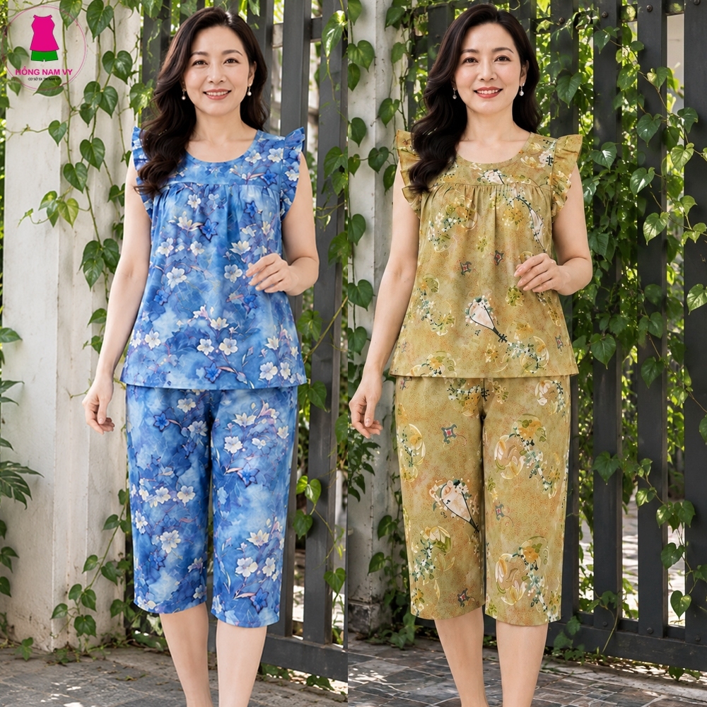 Đồ bộ trung niên lửng cánh tiên tole lanh 2 da 48-75kg loại đẹp
