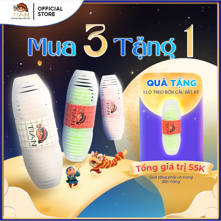 [DEAL HỜI MỞ BÁN] Lọ Treo Vệ Sinh Bồn Cầu TIAN – 400 Lần Xả, Tạo Bọt Khử Mùi Thơm Tự Nhiên, Diệt Khuẩn E.coli 99.9%