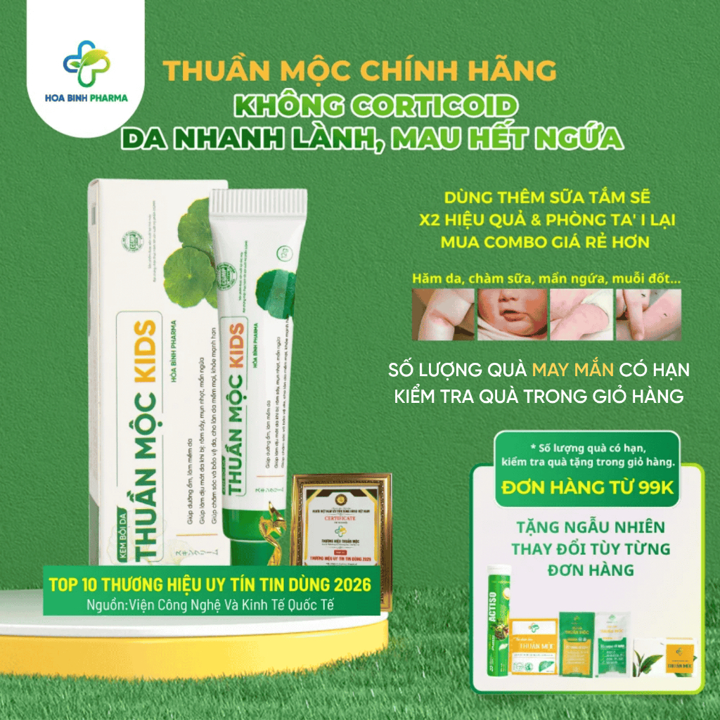 Kem Bôi Da Thuần Mộc Kids Cho Trẻ Em Hòa Bình Pharma - Làm Dịu Da, Giảm Mẩn Ngứa Dưỡng Ẩm Tuýp 12g