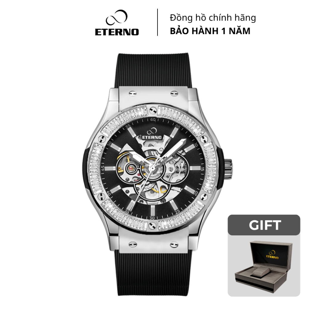 Đồng Hồ Cơ Nam ETERNO E24-0042, Dây Cao Su Cao Cấp, Đính Đá Ống Sang Trọng FULLBOX | BigBuy360 - bigbuy360.vn