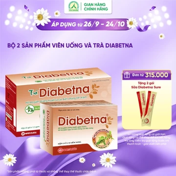 Bộ 2 Sản Phẩm Viên uống Và Trà Diabetna Dành Cho Người Tiểu Đường Hỗ Trợ Hạ Đường Huyết Và Mỡ Máu