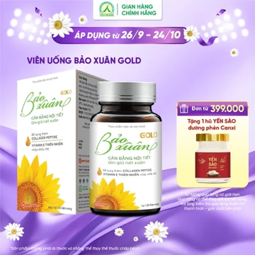 Viên uống Bảo Xuân Gold hỗ trợ cân bằng nội tiết tố nữ, giảm khô hạn, làm đẹp da - Lọ 120 viên