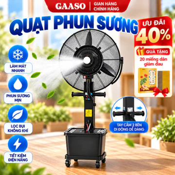 Quạt Phun sương Công nghiệp Gaaso 2026 Công suất mạnh, Quạt công nghiệp siêu mát Tay cầm tiện dụng Bảo hành 5 năm