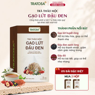 Trà gạo lứt đậu đen TRATOSA trà thảo mộc tốt cho người nóng trong, muốn detox cơ thể, tiêu hóa nhẹ nhàng từ thiên nhiên