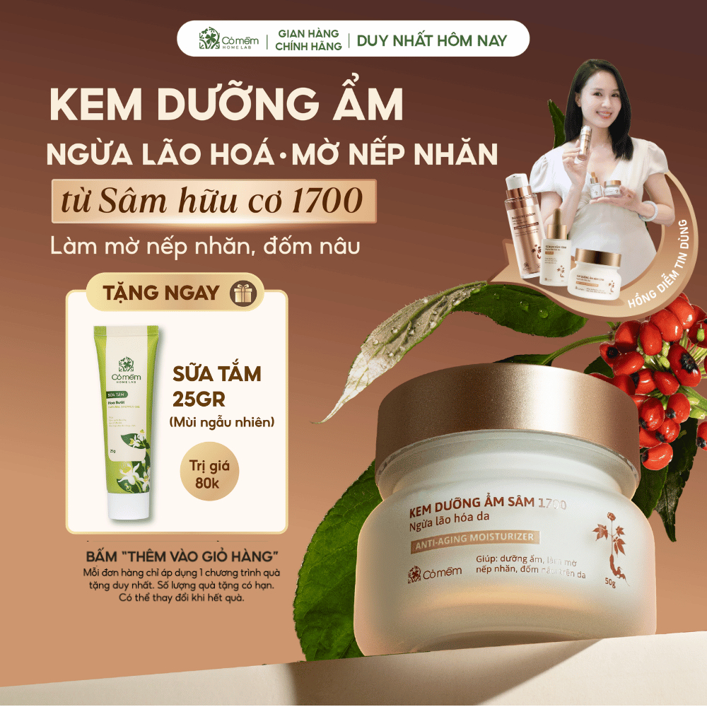 Kem dưỡng ẩm da mặt Sâm 1700 Ngừa Lão Hoá da Giúp Mờ Nếp Nhăn Và Đốm Nâu Cỏ Mềm 50g