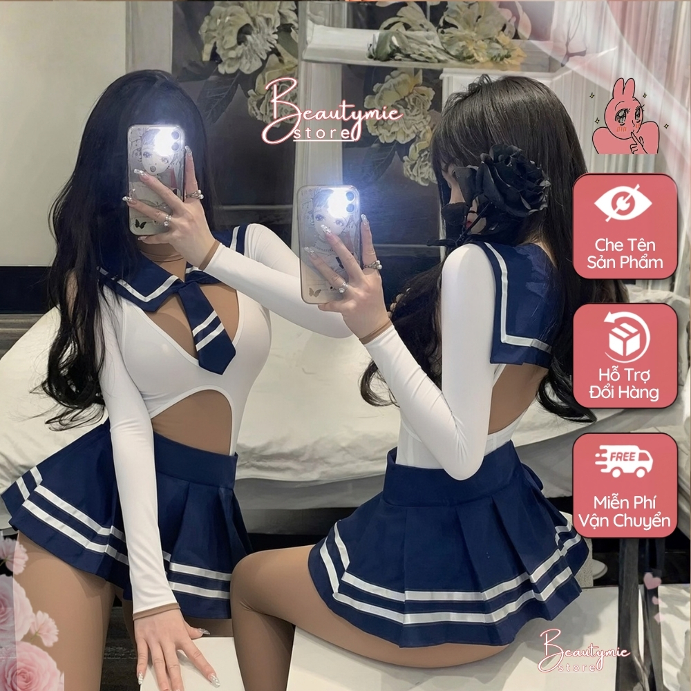 Váy Cosplay Học Sinh Kèm Cà Vạt Gợi Cảm Nóng Bỏng, Đồ Ngủ Cosplay Học