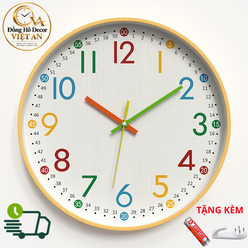 [30cm]Đồng Hồ Treo Tường Nhập Khẩu Thiết Kế Nhiều Màu Sắc Kim Trôi Êm Ái-T06
