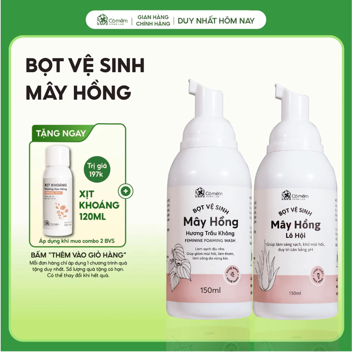 Bọt vệ sinh phụ nữ Mây Hồng Chiết Xuất Thiên Nhiên Cỏ Mềm 150ml