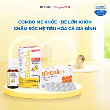 Combo cùng con khỏe mạnh gồm 1 lọ men vi sinh BioGaia Protectis Drops và 3 hộp men vi sinh BioGaia dạng viên