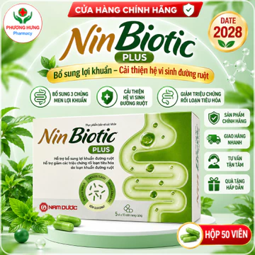 Men Vi Sinh Nin Biotic Plus Bổ Sung 3 Chủng Men Lợi Khuẩn, Cải Thiện Hệ Vi Sinh Đường Ruột- Hộp 50v