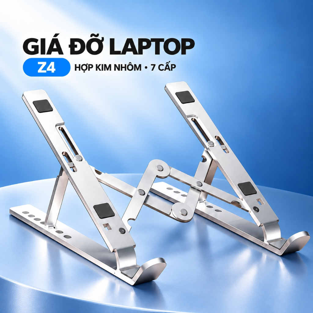 Giá đỡ laptop hợp kim nhôm gấp gọn, điều chỉnh 7 cấp, mẫu 14/15/16/17 inch