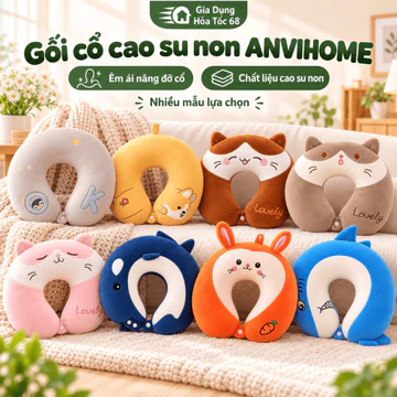 Gối Cổ Du Lịch Gối Kê Cổ Chữ U Có Cúc Cài Chống Mỏi Cổ Ruột Cao Su Non Êm Mềm Dùng Đi Du Lịch Tàu Xe Gia dụng hỏa tốc 68