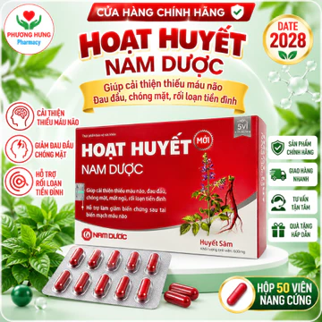 Hoạt huyết Nam Dược Giúp Hỗ trợ hoạt huyết, cải thiện thiếu máu não, đau đầu, chóng mặt - Hộp 50v