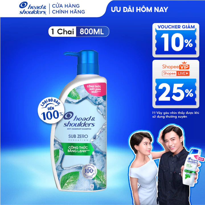 Dầu Gội Sạch Gàu HEAD & SHOULDERS Sub Zero Băng Lạnh - Chai 800ml