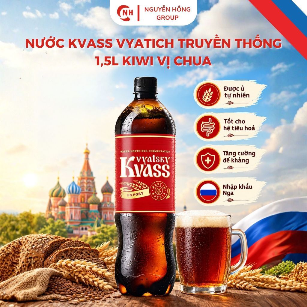 Nước Kvass Vyatich truyền thống Nhập Khẩu Từ Nga đặc sản thơm ngon