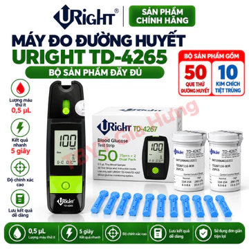 [TRỌN BỘ] Máy đo đường huyết Uright TD-4265 tặng kèm 50 que thử đường huyết + 10 Kim Chích