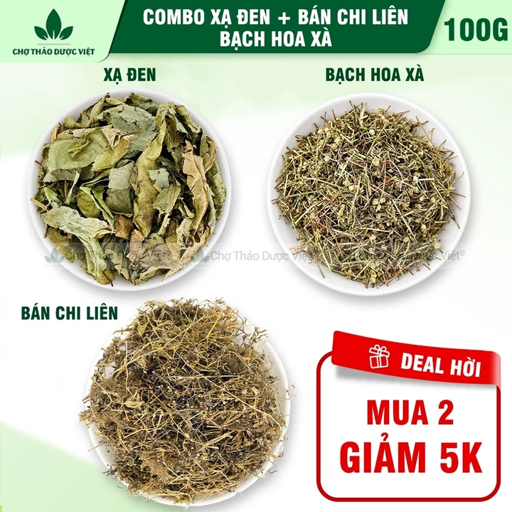 Combo xạ đen hòa bình, bạch hoa xà, bán chi liên, mỗi loại 100g, hỗ trợ mát gan, tiêu u, thanh nhiệt