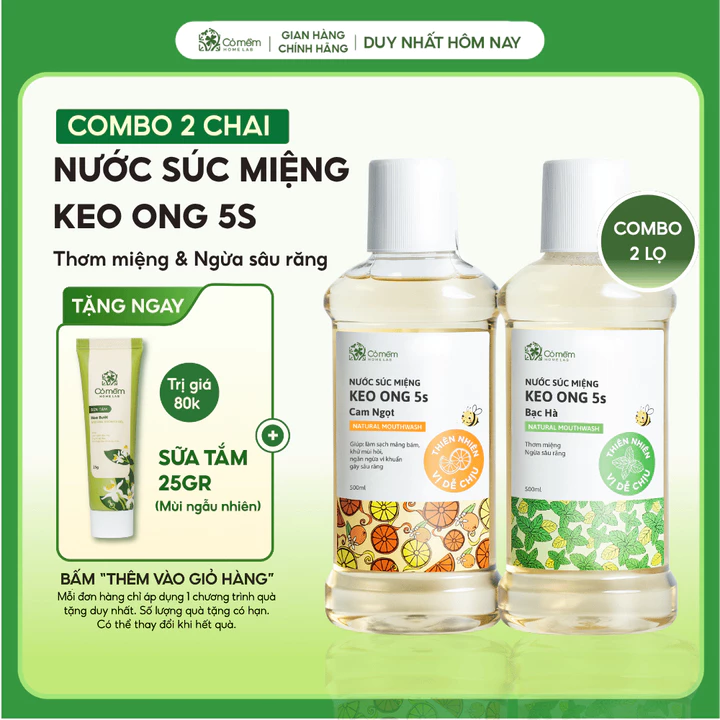 Combo 2 Chai Nước Súc Miệng Giảm Hôi Nhiệt Miệng Ngừa Sâu Răng Hiệu Quả Cỏ Mềm