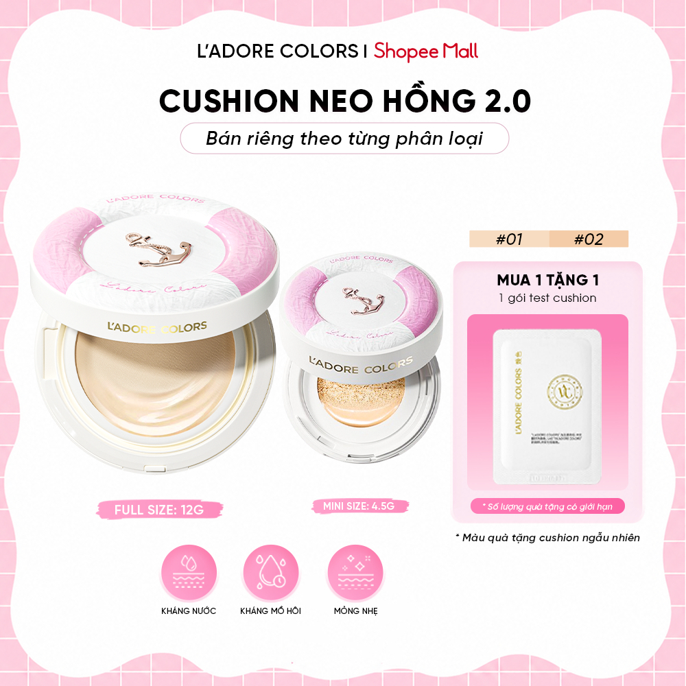 Phấn Nước Cushion L'ADORE COLORS Neo Hồng 2.0 Cushion Mỏng Nhẹ Che Phủ Bền Màu Lâu Trôi