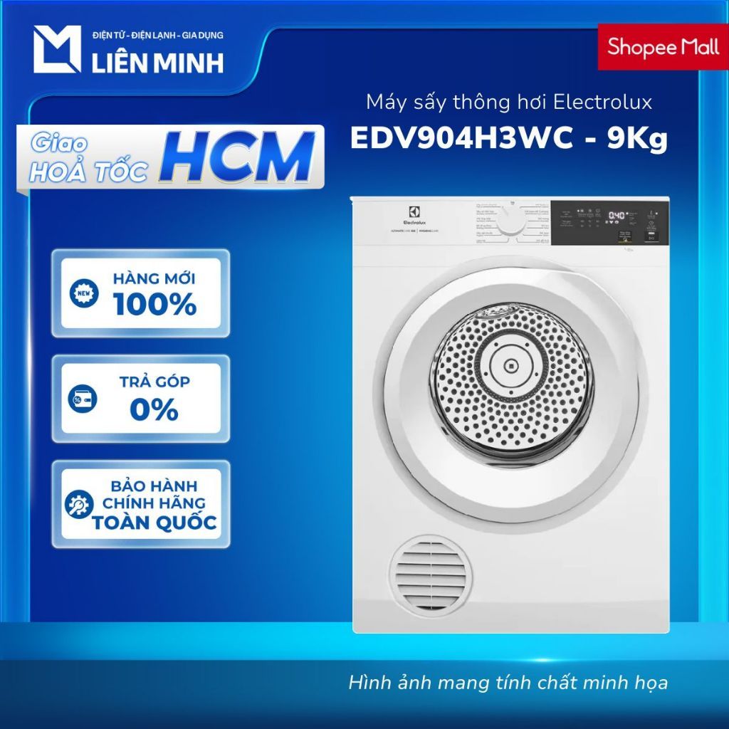 EDV904H3WC 9Kg Trắng - EDV904N3SC Xám 9Kg / EDV804H3WC 8Kg Trắng - Máy Sấy Thông Hơi ELECTROLUX [Giao Toàn Quốc]