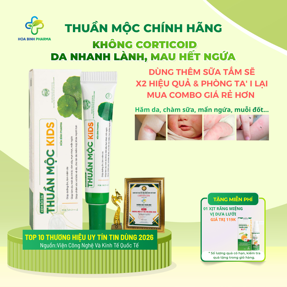 Kem Bôi Da Thuần Mộc Kids Cho Trẻ Em Hòa Bình Pharma - Làm Dịu Da, Giảm Mẩn Ngứa Dưỡng Ẩm Tuýp 12g