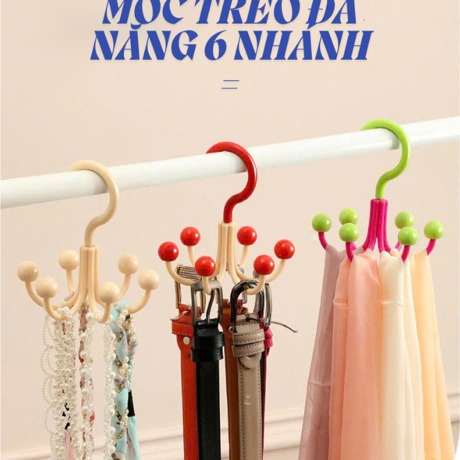 Móc Treo Đa Năng 6 Nhánh - Giải Pháp Hoàn Hảo Cho Phòng Ngủ Và Phòng Tắm - Thiết Kế Thông Minh
