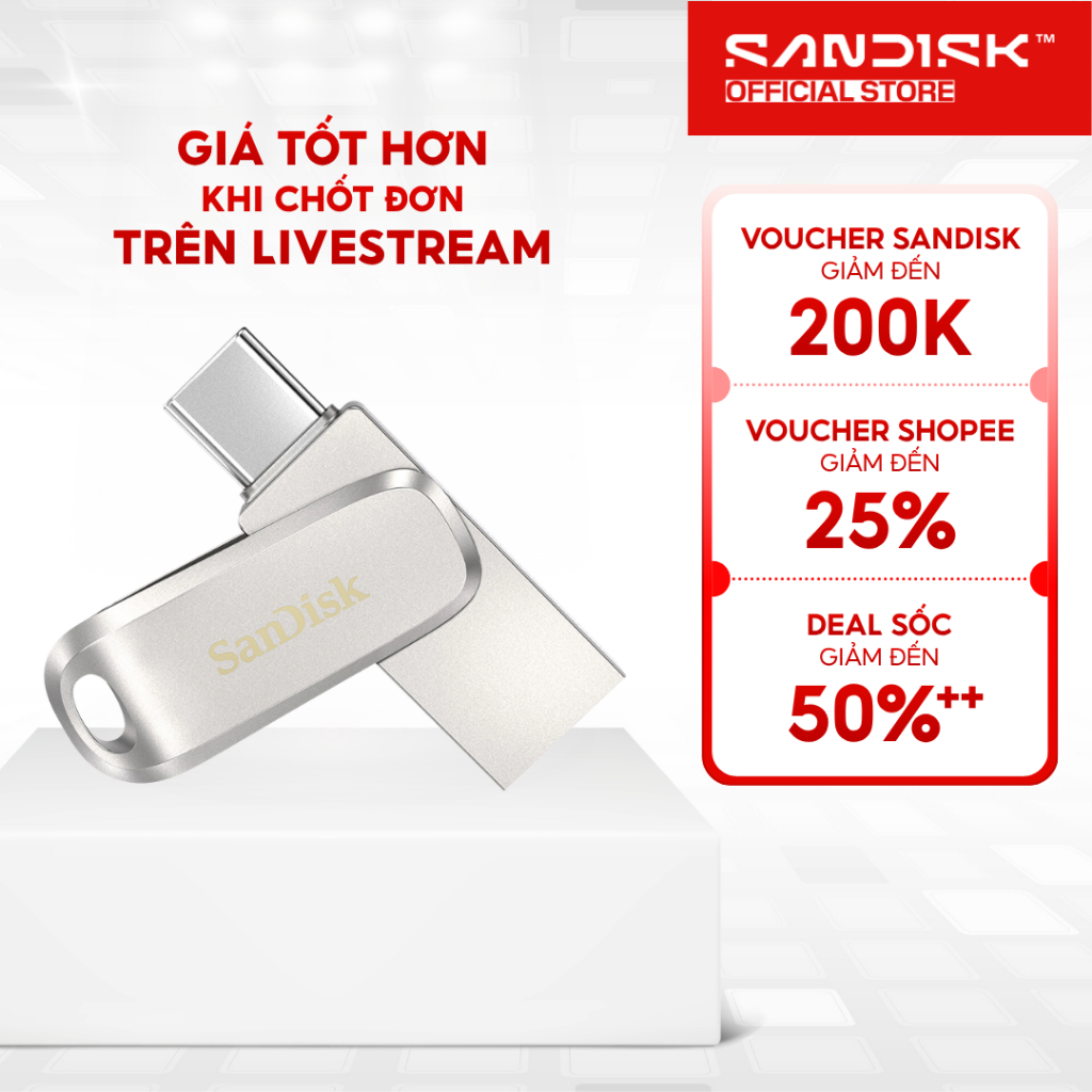 USB 3.2 OTG SanDisk Ultra Dual Drive Luxe SDDDC4-G46 upto 400MB/s 32GB/64GB/128G/256GB Bảo hành 5năm