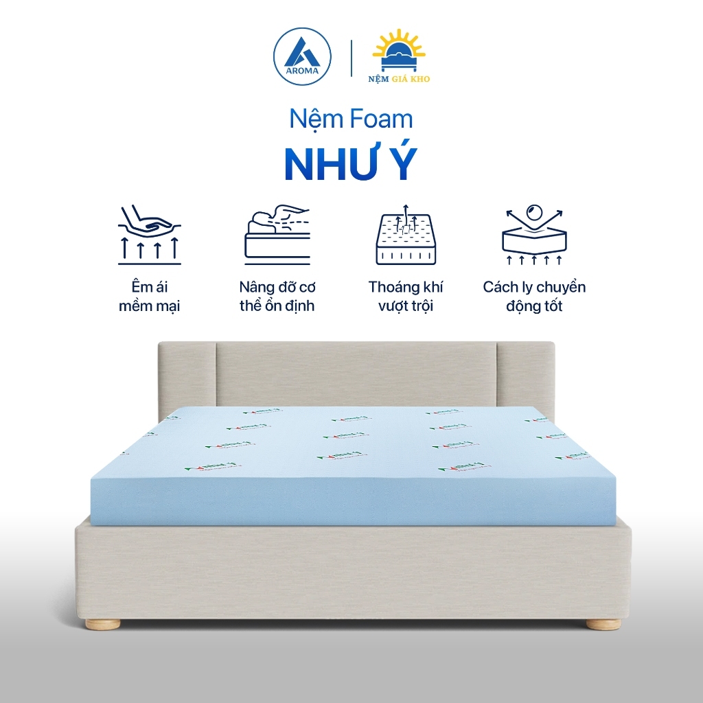 Nệm Foam Như Ý Đệm Foam Ép Nâng Đỡ Cơ Thể Thoáng Khí Bảo Hành 5 Năm