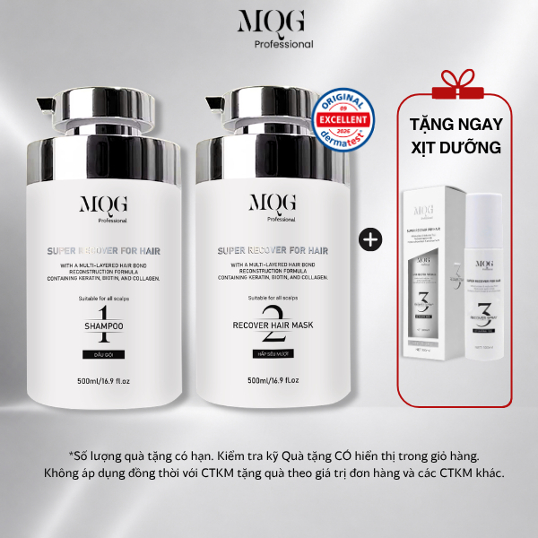 (COMBO 2) MQG Dầu Gội Hấp Kit Mini Phục Hồi Giảm Gãy Rụng Keratin Biotin Collagen Chuẩn Salon