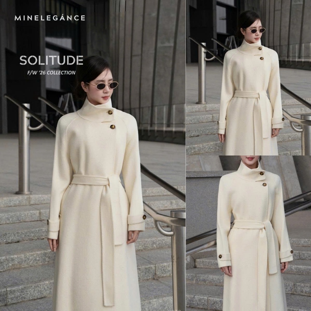MINELEGÁNCE | ÁO DẠ LÔNG CỪU DÁNG DÀI THANH LỊCH, SANG TRỌNG - MIN030