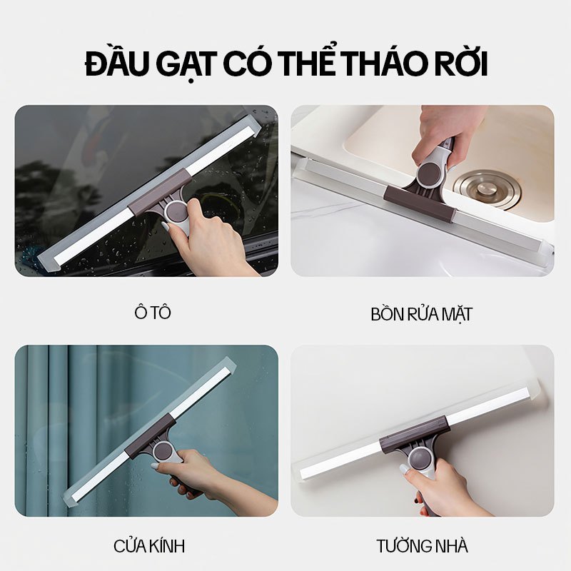 Cây gạt nước sàn nhà KITIMOP G50 50cm đa năng 3 trong 1, quét bụi gom tóc, cán inox tăng giảm | BigBuy360 - bigbuy360.vn