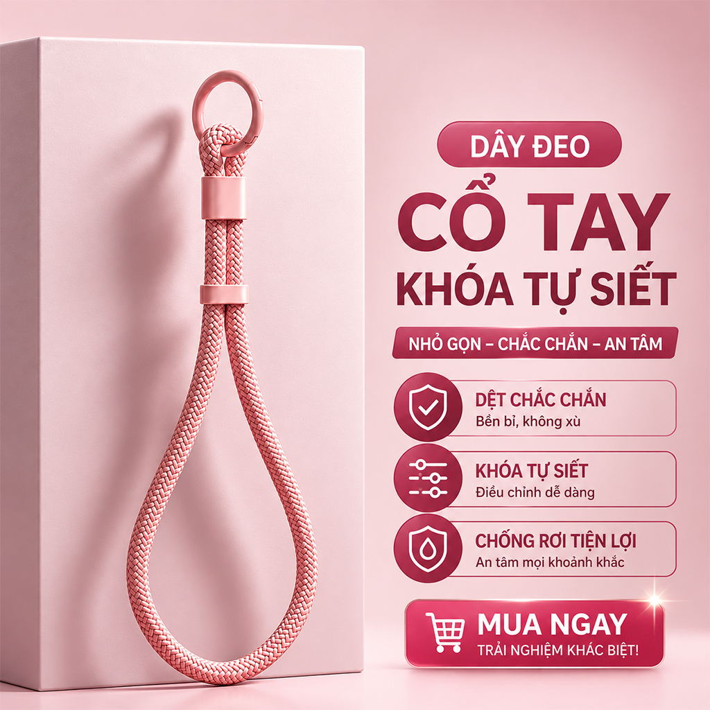 Dây đeo điện thoại đan dây ngắn tự khóa chống rơi chống thất lạc cho ốp lưng iPhone Samsung OPPO Xiaomi Vivo