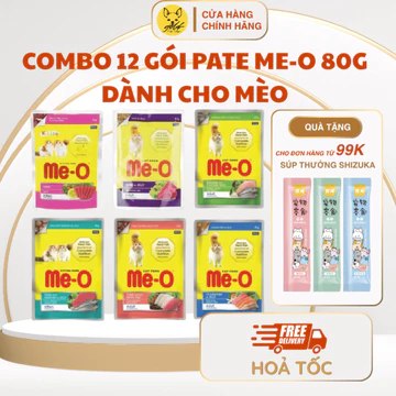 [Combo 12 mix vị]Pate Cho Mèo Pate Me-O Đủ Vị mèo con và mèo trưởng thành - Gold Pet Shop
