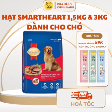 Hạt cho chó Smartheart 1,5kg - 3KG cho chó trưởng thành, thức ăn cho chó - Gold Pet Shop